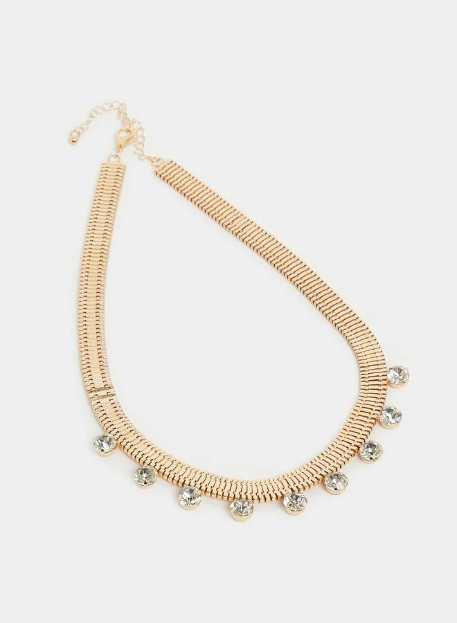 ستايلي عقد سلسلة حية متدلية بكريستال